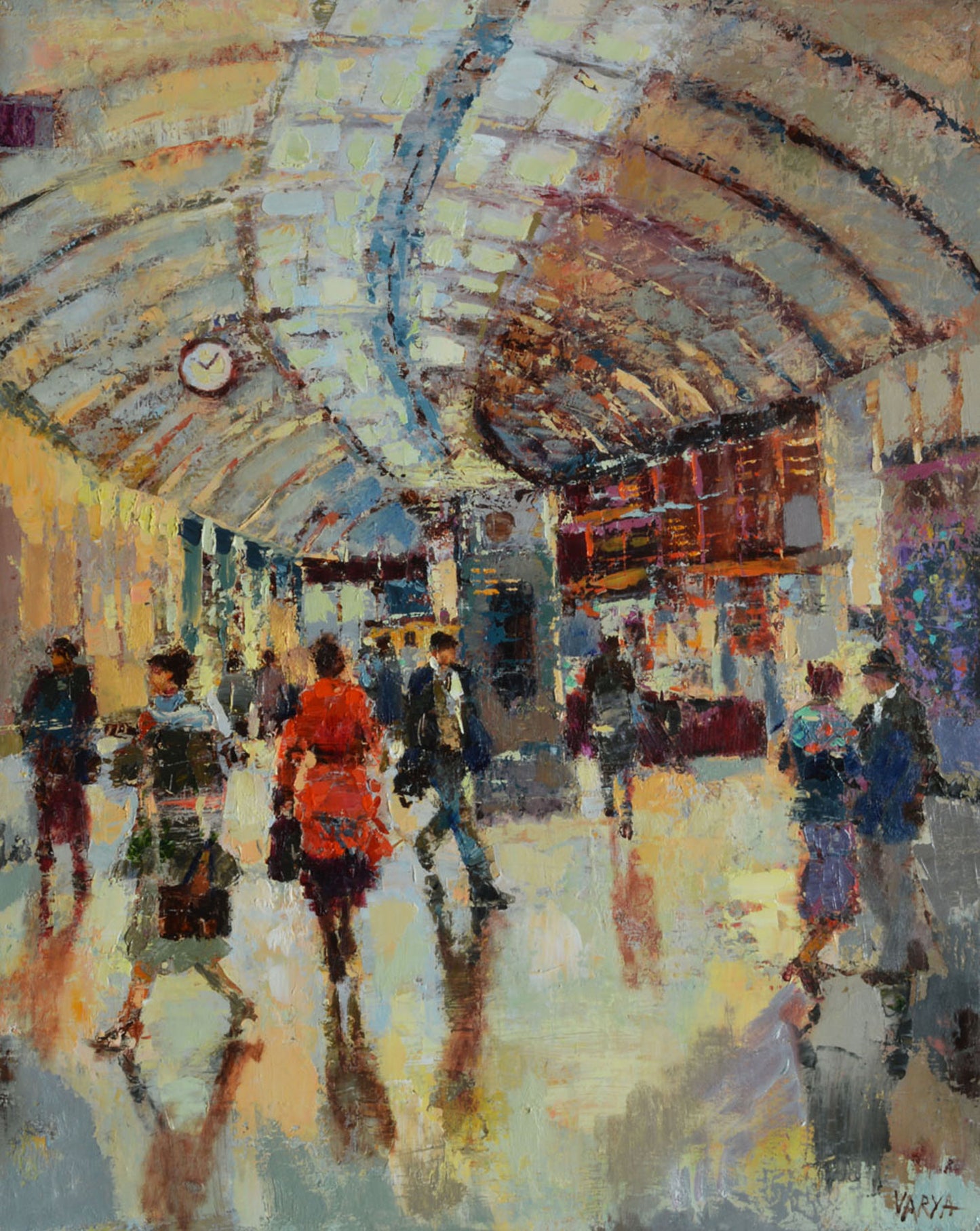 Train Station oil painting