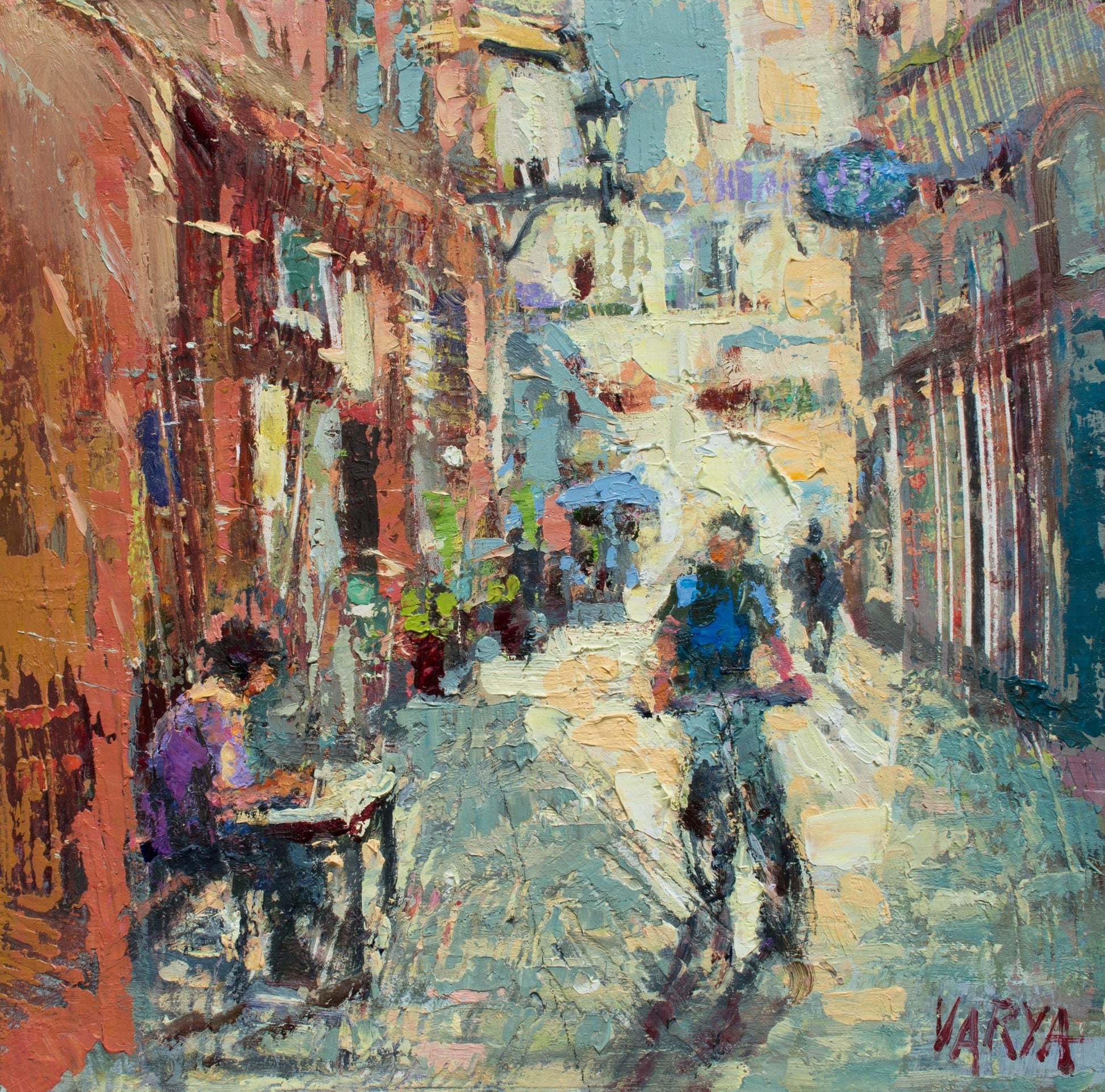 Impressionist oil painting of Italy Street