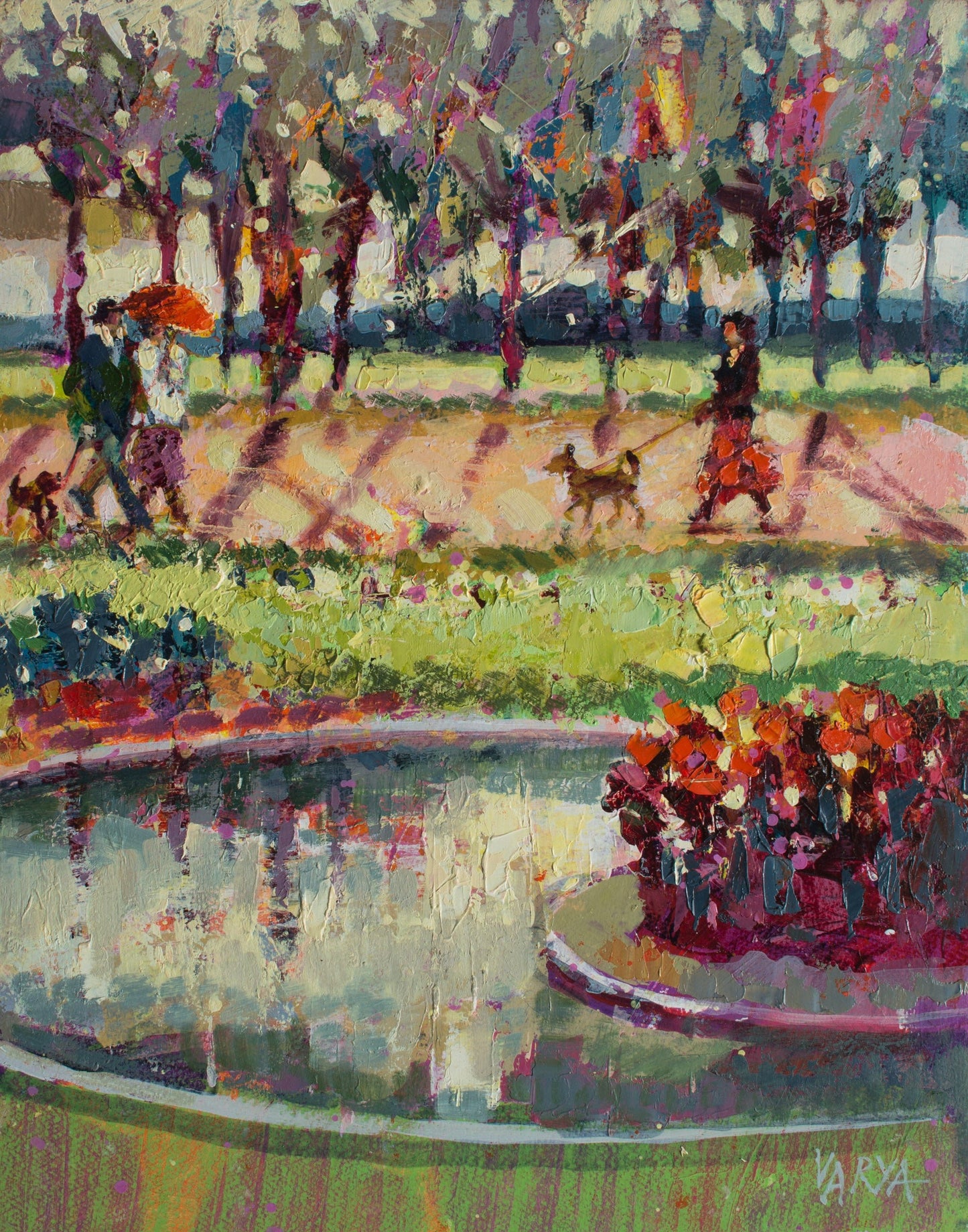 city park oil painting scenery